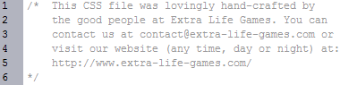 an example CSS comment | CSS Reset